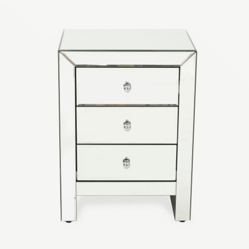 Lera Mirrored Glass Top 3 - Drawer End Table