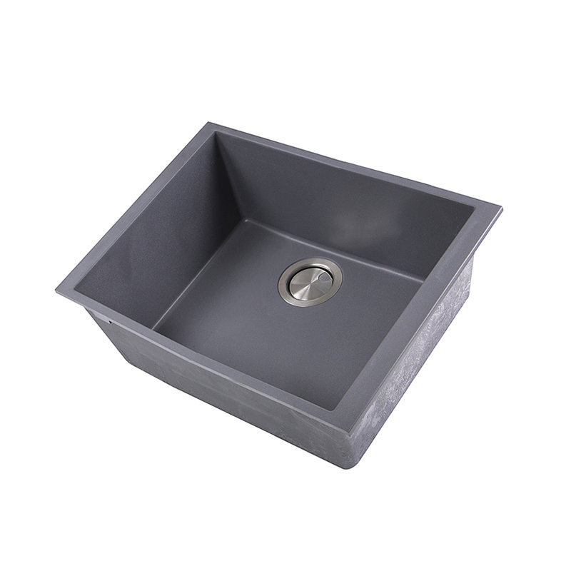 23.63'' L Single Bowl Granite Kitchen Sink, Titanium Gray