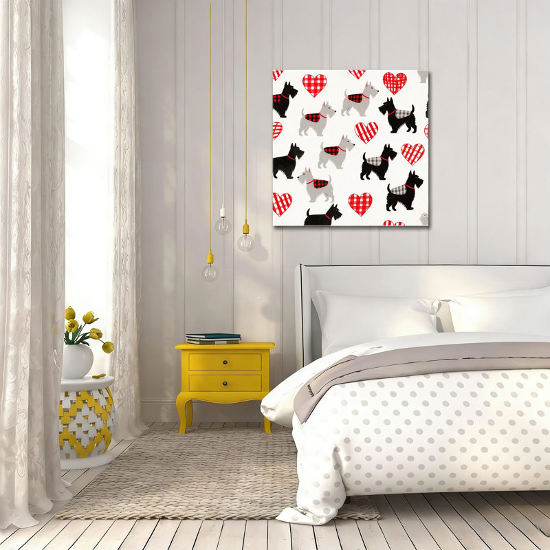 «Vintage Pet Decor», art mural encadré de cœurs écossais Terrier écossais 16 x 16