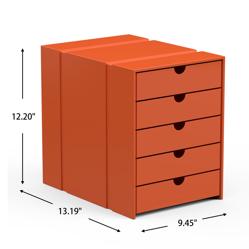 File Cabinet Shelf Organizing Box Settrays 5 Drawers Closed, Orange