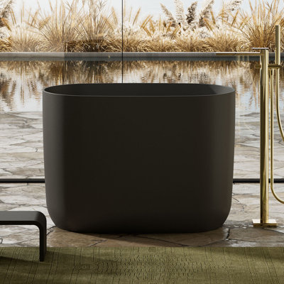 Baignoire de trempage autoportante en acrylique noire 39 "x 26" avec trop-plein et bonde escamotable pour salle de bain MonBlari