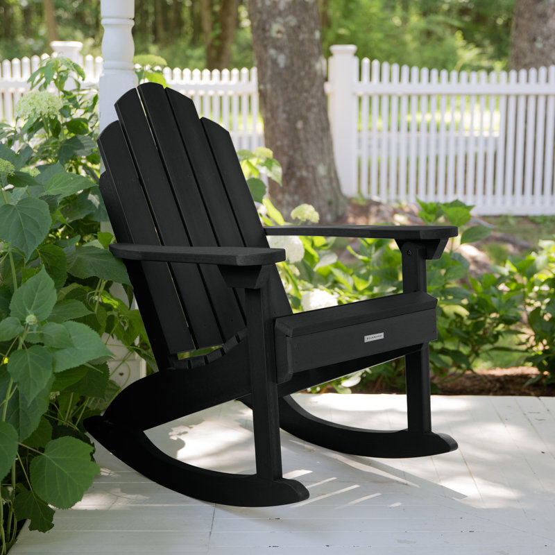 Chaise berçante d'extérieur en plastique Anette, Noir