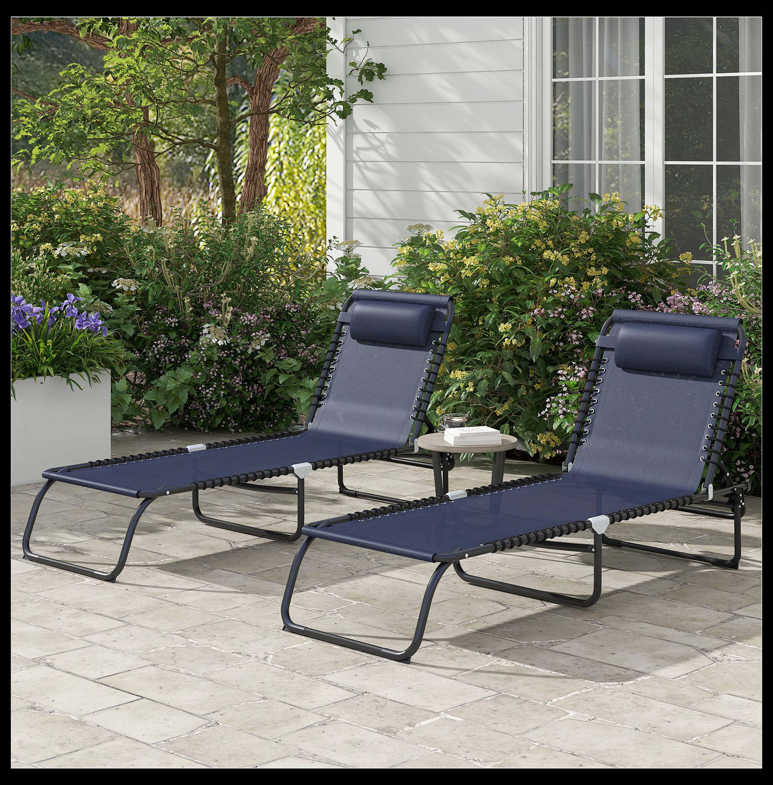 Wrought Studio™ Folding Chaise Lounge Pool Chair Set Of 2, Comfortable ...