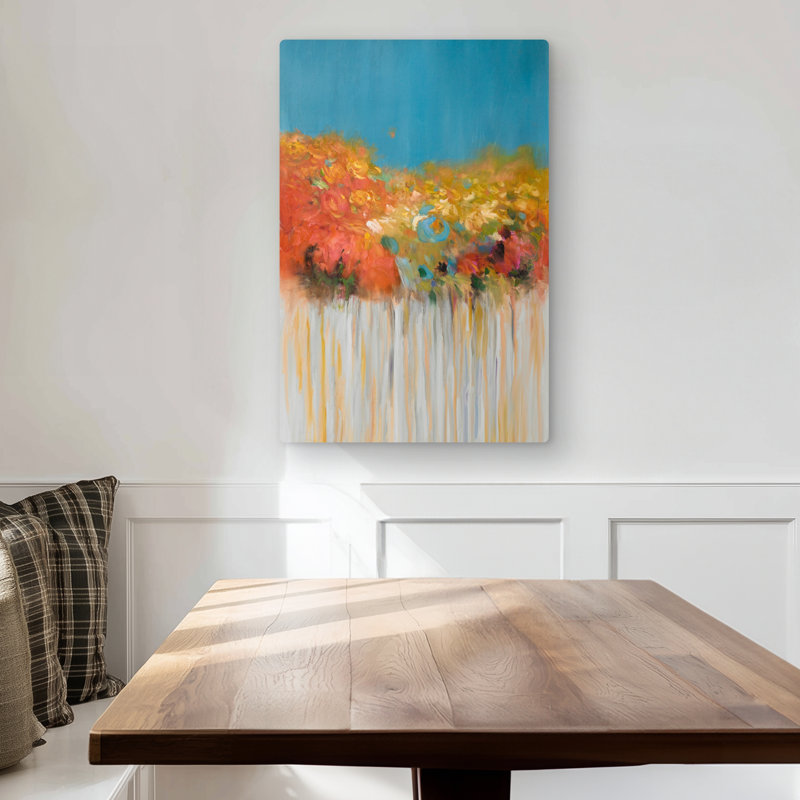 Orange Trees Metal Print - Colorful Abstract Flowers Decor