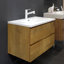 Meuble-lavabo mural simple 42 po avec plateau intégré en résine, 2 tiroirs à fermeture douce, assemblage complet, bois espresso-1742910308