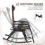 Ensemble de 2 chaises berçantes d'extérieur, chaise berçante inclinable et pliable inclinable avec coussin, porte-gobelet et téléphone, conception combinée avec pieds pliants