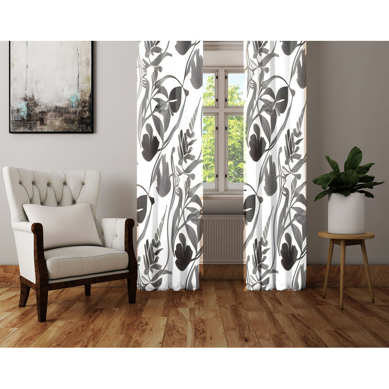 Baugus Semi Sheer Curtain Pair, 20" W x 52" L