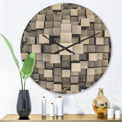 Cubes noirs et gris - Horloge murale moderne en bois
