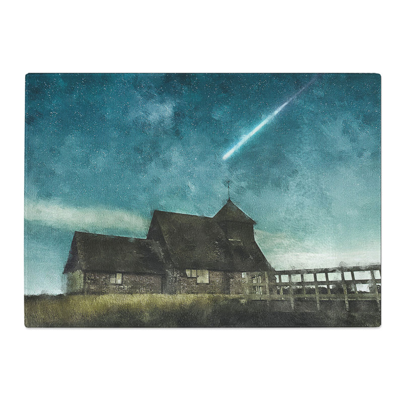 Commet Above a Farm Painting Chopping Board, 0.4cm H x 28.5cm W x 39cm L