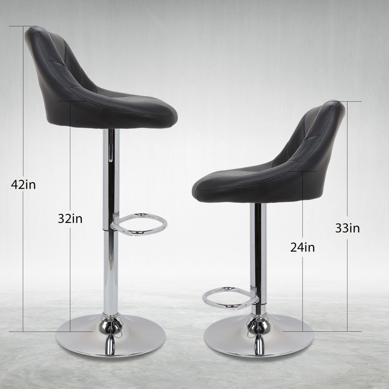 Tabouret de bar réglable en cuir Calvyn, Rose, 4