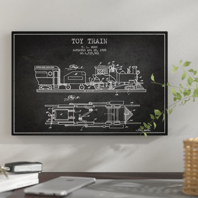 T.L. Wood Toy Train Patent Sketch by Aged Pixel - Graphic Art