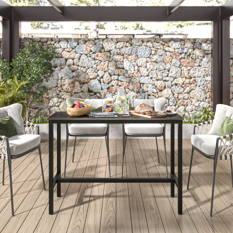 Amner Metal Base Dining Table, 39.37" H x 47.52" L x 17.71" W, Black Oak