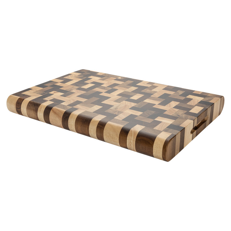 Rockingham Forge Multi-Wood Rectangular Curved Edge Chopping Board, 35cm L x 25cm W