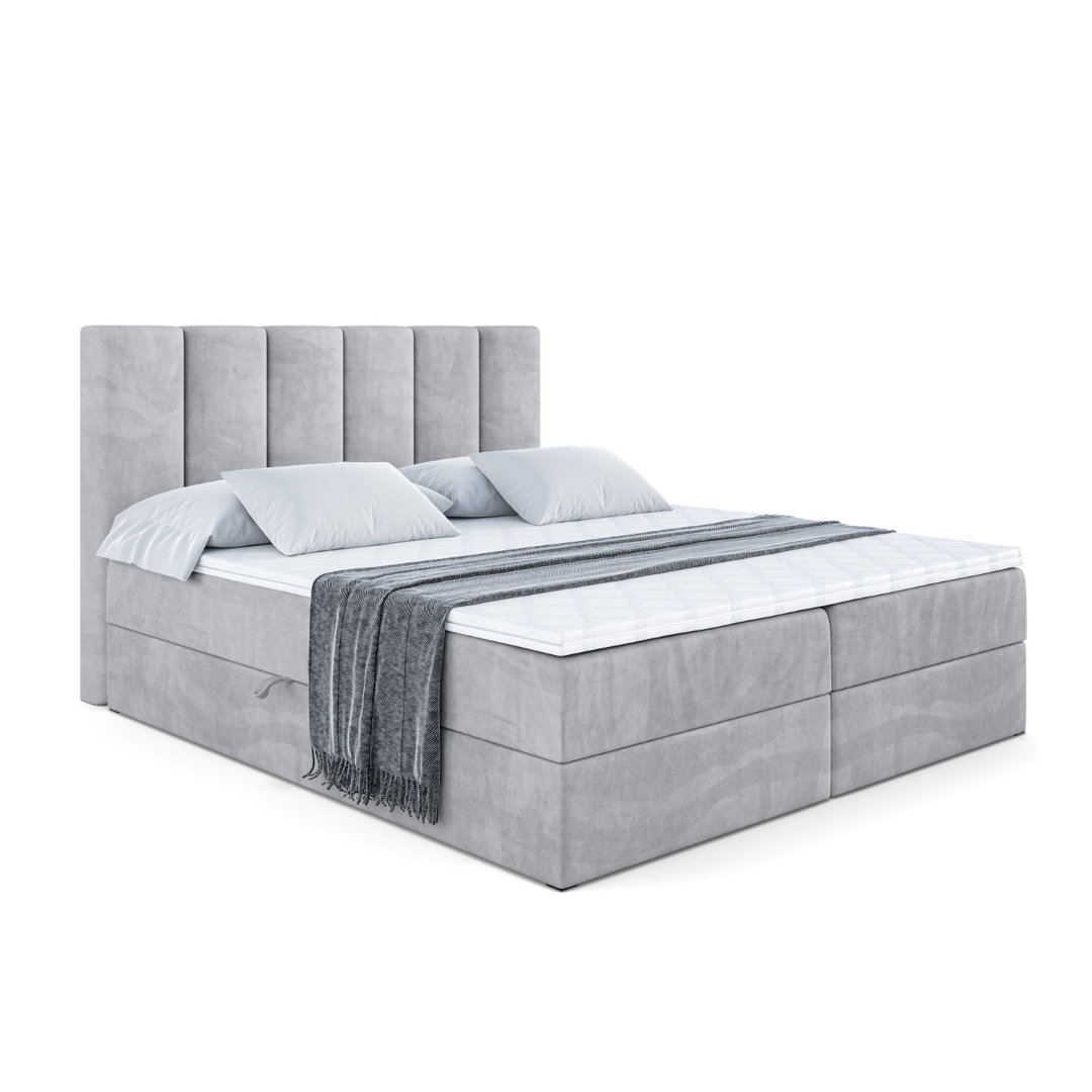 Boxspringbett mit H3 Bonell-Federkernmatratze, Topper und Bettkasten