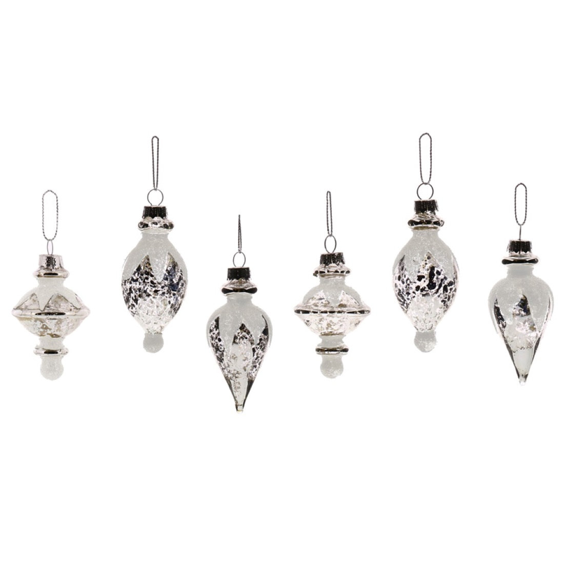 6 Piece Glass Finial Ornament Set