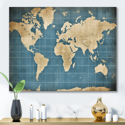Ancienne carte du monde V, reproduction d'art sur toile