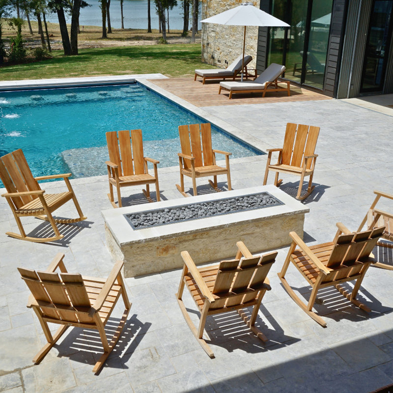 Chaise berçante d'extérieur en bois massif Gatesville
