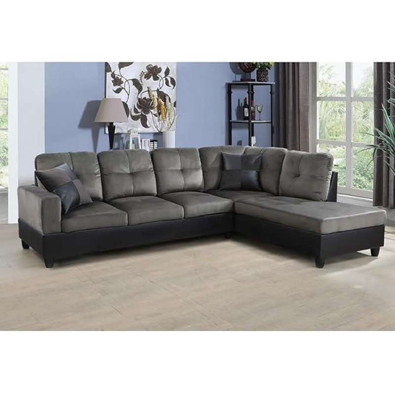 Lemley 103.5" Wide Sofa & Chaise, Right Hand Facing, Espresso Faux Leather
