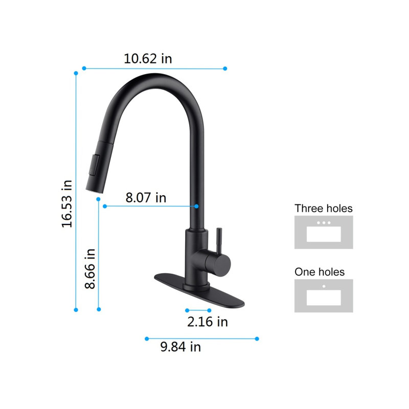Robinet de cuisine tactile avec douchette extractible, Noir mat