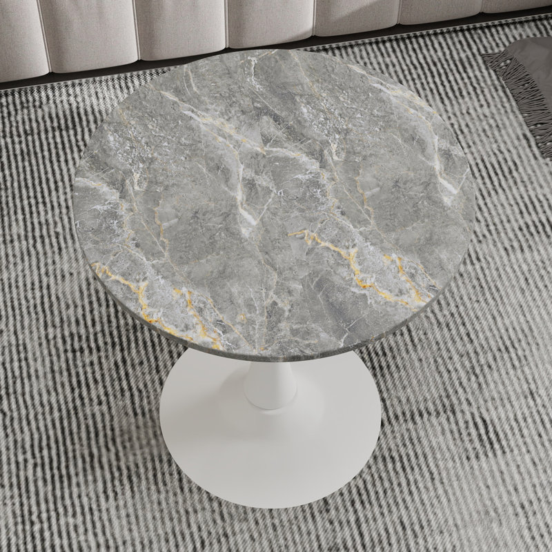 Table basse 27,6 po Mid-Century Idée de cadeau, Gris foncé, Blanc