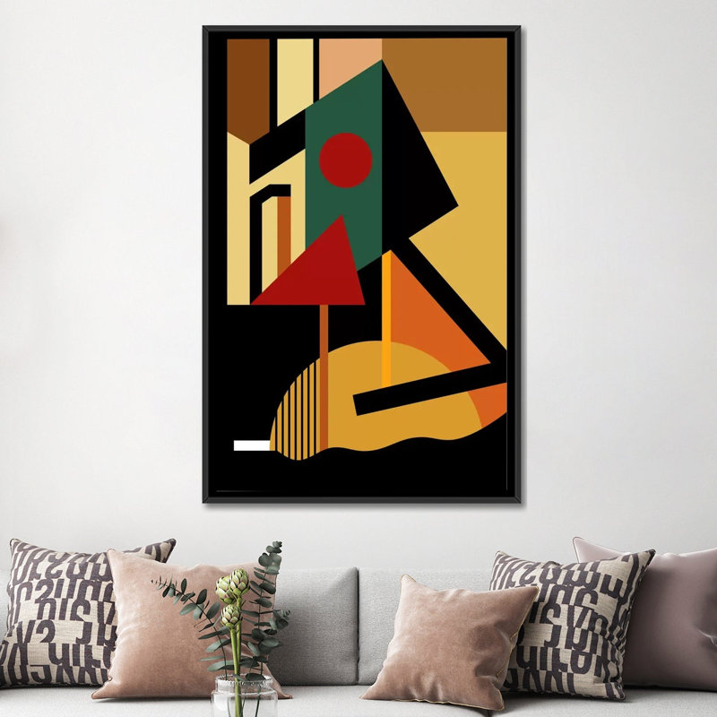 «The Geometrist», impression sur toile, H 26 po x l 18 po x P 1,5 po, Toile avec cadre noir, Pas de tapis