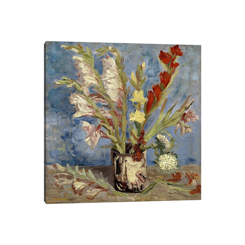 Vase With Gladioli & China Asters, 1886 by Vincent Van Gogh - Wrapped Canvas Painting, 45.72 cm H x 45.72 cm W x 1.91 cm D