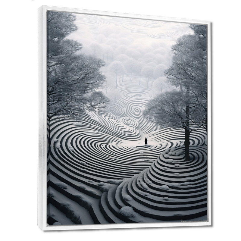 Hiver, arbre, paysage, paysage abstrait, art mural, salon, Cadre flottant blanc, H 20 po x l 12 po x P 1 po