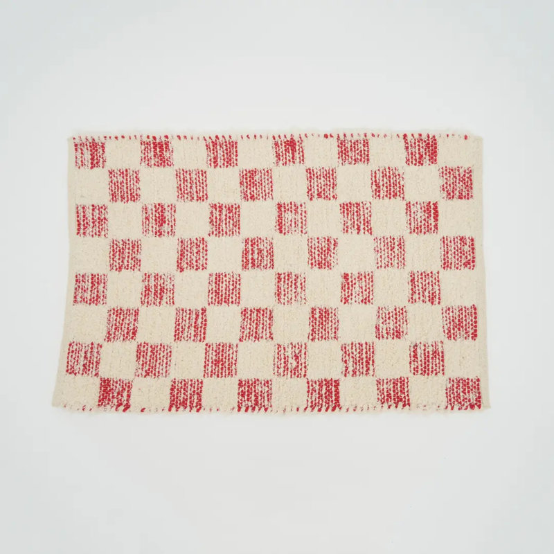 Rug | Checker Scatter Rugs | 36 X 24" | Home Decor, Red