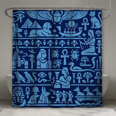Egyptian Symbols Hieroglyphs Shower Curtains Extra Long