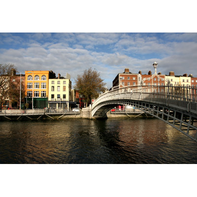 Ha'Penny Bridge In Dublin - Wrapped Canvas Print