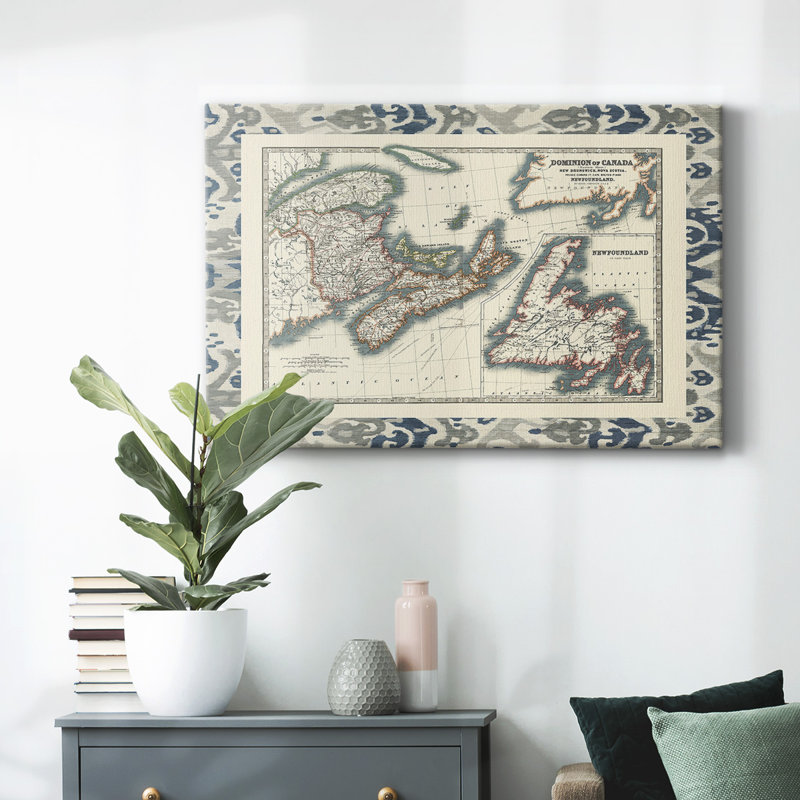 Carte du Canada bordée - Toile tendue avec châssis, H 12 po x l 18 po