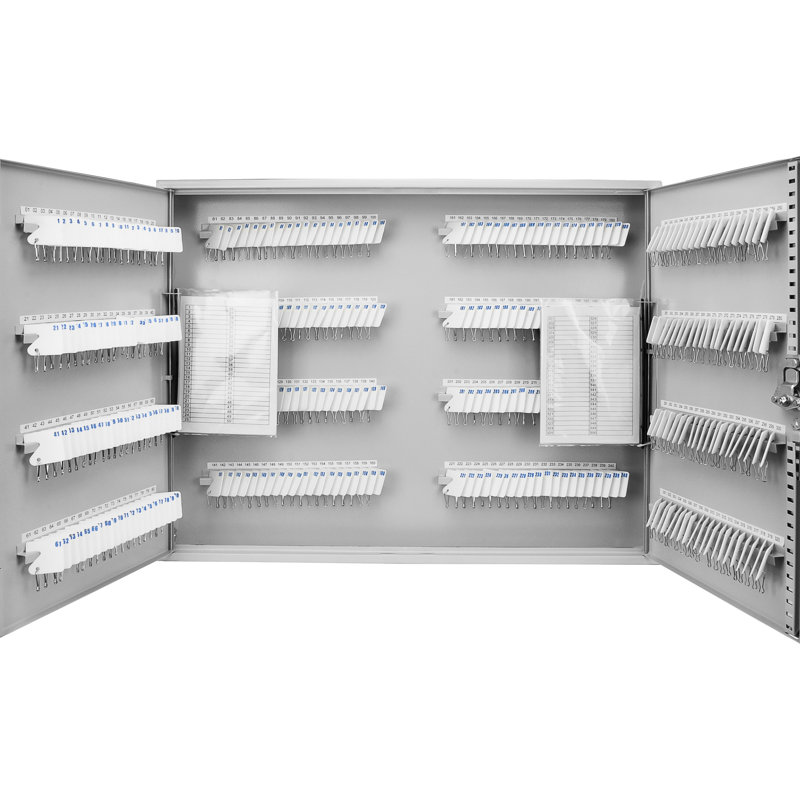 Armoire à clés murale d'une capacité de 320 clés - Protection antivol en acier gris, 73,4 cm (L) x 57,2 cm (H) x 8,4 cm (P), accès pratique, sécurité 320, installation large, haute et profonde