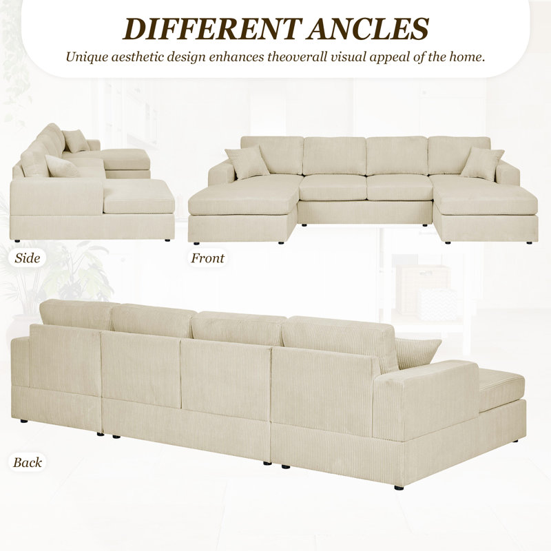 Canapé modulaire en Corduroy, Crème