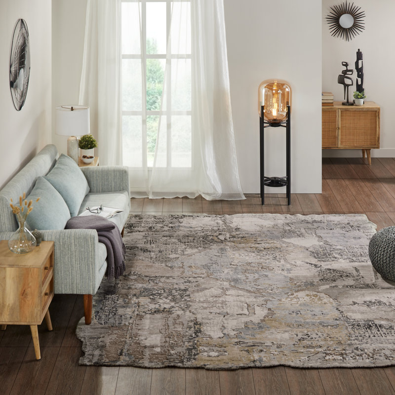 Hand Knotted Wool Abstract Area Rug, Rectangle 3' x 5'