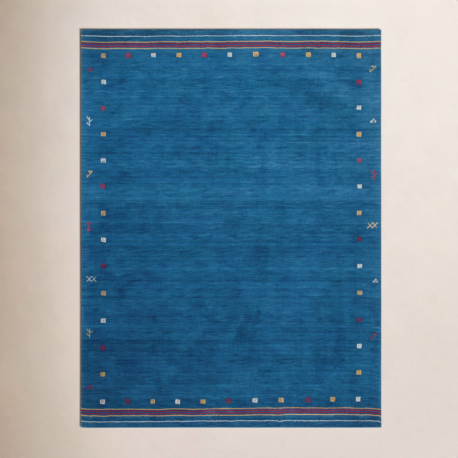 Danette Blue Southwestern Hand-Loomed Wool Rug, Rectangle 8' x 10'