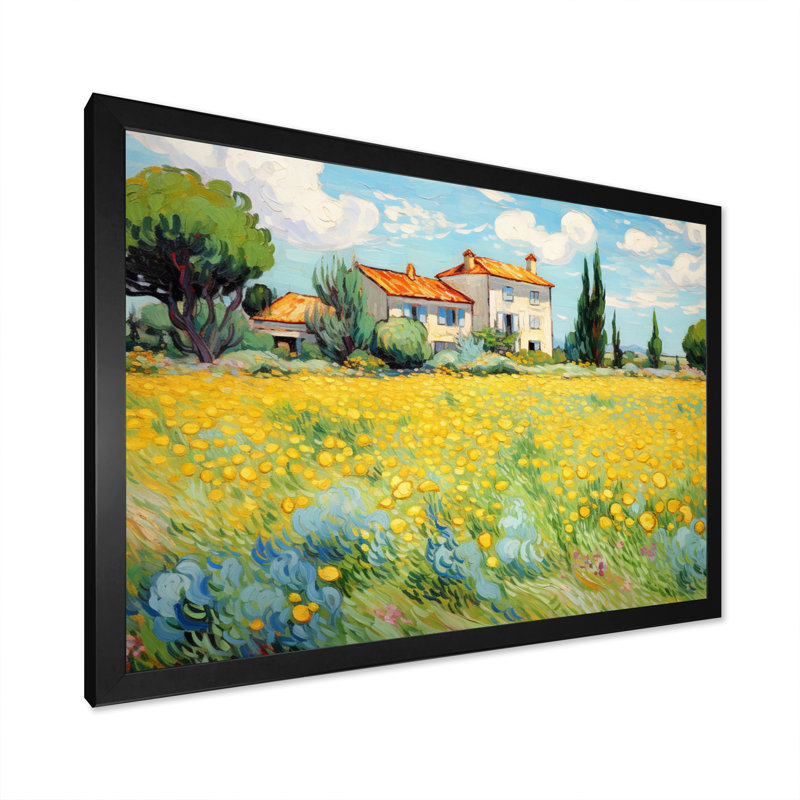 Vangogh la maison jaune à Arles I - décoration murale Vangogh par Vincent Van Gogh, peinture, H 34 po x l 44 po x P 1,5 po