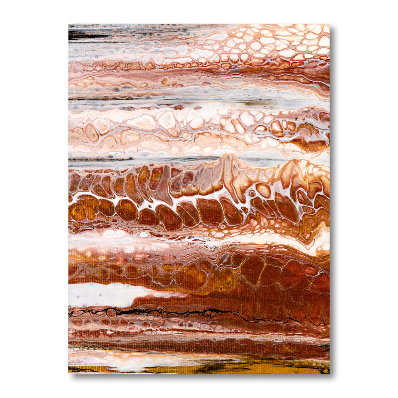 Art de formes organiques en marbre brun et noir - œuvre d'art moderne sur toile, H 12 po x l 8 po x P 1 po, Toile tendue