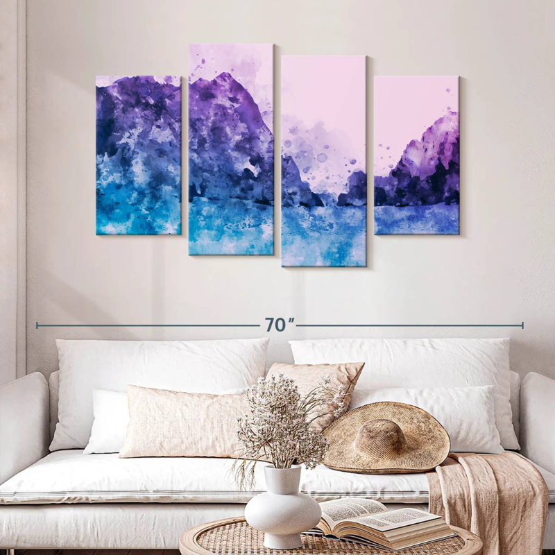 Avery, paysage de montagne en cristal abstrait, H 32 po x l 52 po