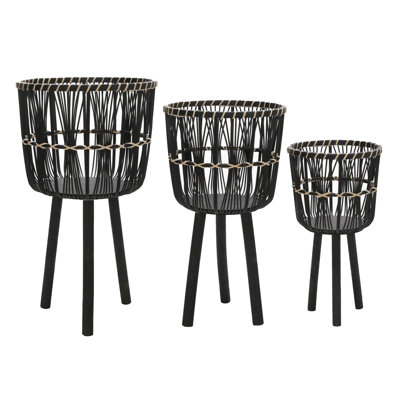 Jardinières en bambou S / 3 11/13/15 po