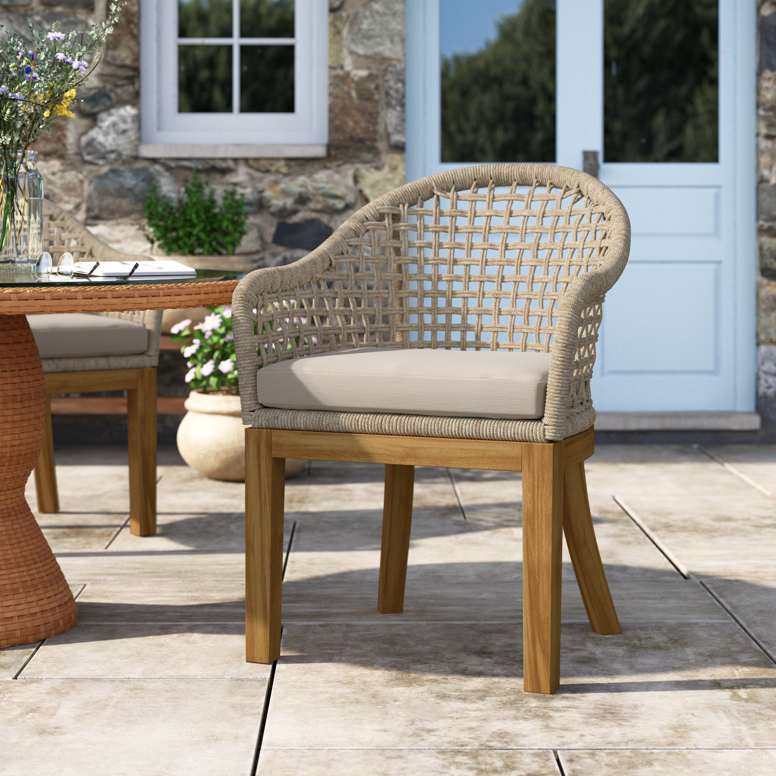Akiva Patio Dining Armchair with Sunbrella® Cushions