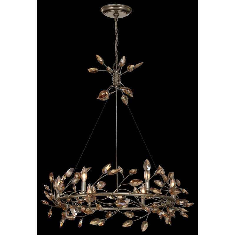 Bosley 6 - Light Dimmable Wagon Wheel Chandelier, Silver Leaf/Antique Gold