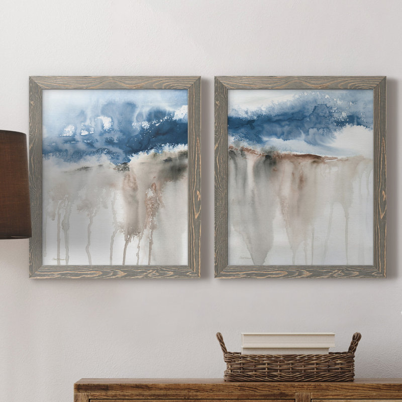 Windy Cliff I - ensemble de 2 reproductions d'art, H 20 po x l 17 po x P 1 po, Toile avec cadre gris, Pas de tapis