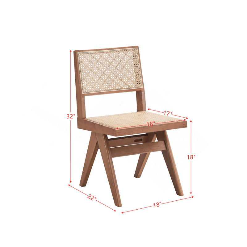 Chaise d'appoint Velentina (ensemble de 2), rotin et finition naturelle