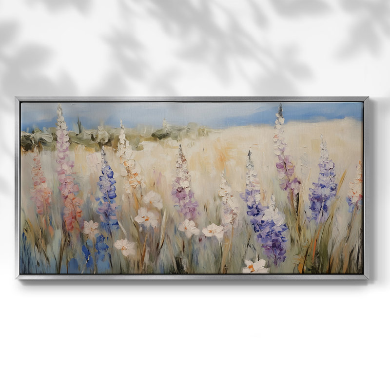 Série paysage - Cxxii - Toile tendue avec châssis encadré - Prêt à être accroché, H 21 po x l 41 po, Argent argent