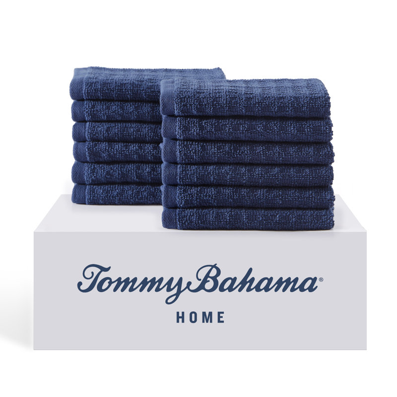 12 Piece 100% Cotton Washcloth Towel Set, Dark Blue