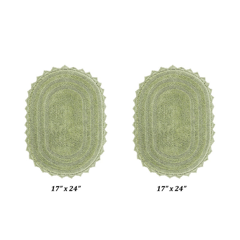 Janneli 100% Cotton Tufted 2 Piece Bathroom Rug Set, Reversible, Super Absorbent & Extra Soft Machine Washable Bath Rug, Sage