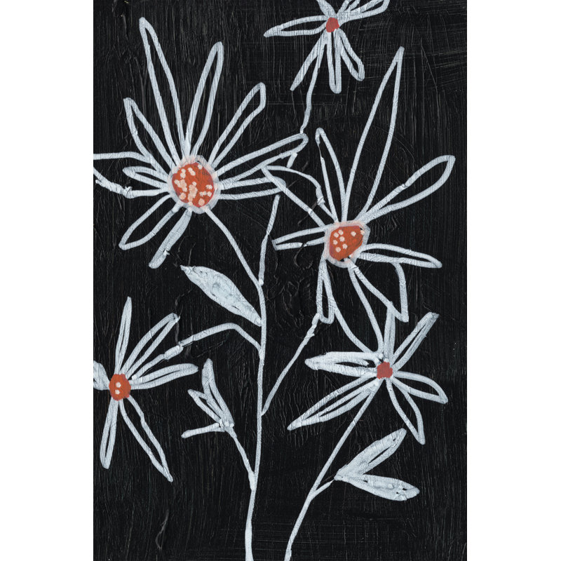 Flower Doodle I by Jennifer Goldberger - Painting, 46cm H x 30cm W, Black Floater Framed