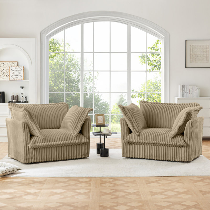 Chaises d'appoint Nickolas, Velours côtelé chameau