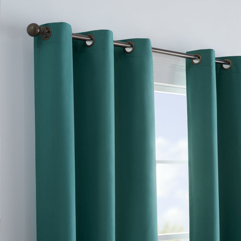 Microfiber Blackout Curtain Single Panel, Peacock, 42" W x 63" L