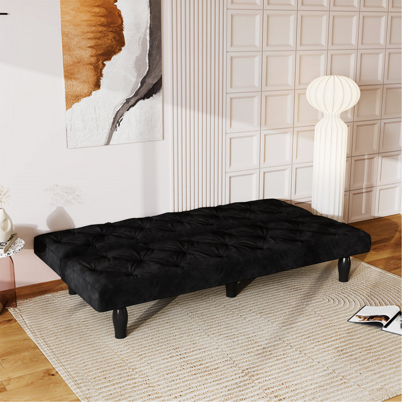 Sofa-To-Bed Evolution: 66" Black Velvet Sofa Bed Transforms Seamlessly, Ideal For Family Living Rooms, Apartments, And Bedrooms
